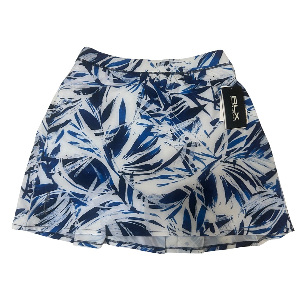 RLX Ralph Lauren Skort Womens XS Blue Excellence Abstract Palm Print 12"W 15.5"L